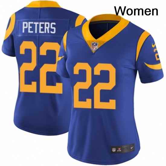 Womens Nike Los Angeles Rams 22 Marcus Peters Royal Blue Alternate Vapor Untouchable Elite Player NFL Jersey